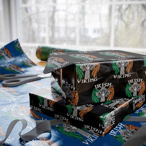 Irish Viking Wrapping Paper Roll Vintage Shamrock Celtic Viking Skull TS11 Black Print Your Wear
