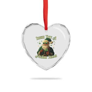 Irish You A Merry Xmas Heart Crystal Glass Ornament Shamrock Santa Ireland Lucky TS09 Print Your Wear
