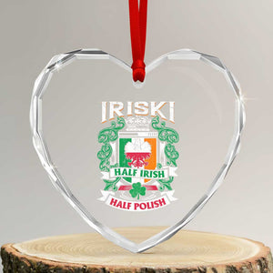Iriski Half Irish Half Polish Heart Crystal Glass Ornament Polish St Patricks Day Eagle TS11 Transparent Glass 3'' Heart Print Your Wear