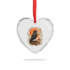 Is He Dead Yet Raven Drinking Coffee Heart Crystal Glass Ornament Vintage Book Political Dark Humor