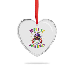 It Aint Gonna Suck Itself Crawfish Funny Mardi Gras Heart Crystal Glass Ornament TS10 Print Your Wear