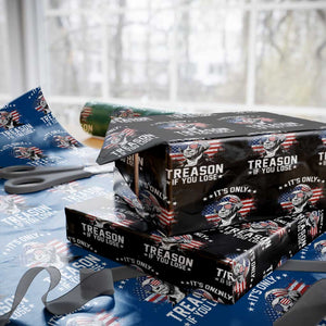 It Is Only Treason If You Lose George Washington Wrapping Paper Roll Funny 4th of July Vintage American Flag