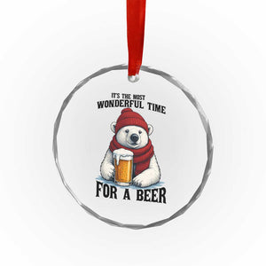 It is The Most Wonderful Time For A Beer Crystal Glass Ornament Funny Polar Bear Drinking Beer TS12 Print Your Wear