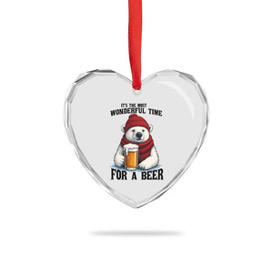 It is The Most Wonderful Time For A Beer Heart Crystal Glass Ornament Funny Polar Bear Drinking Beer TS12 Print Your Wear