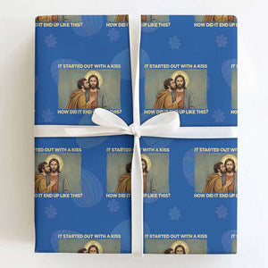 It Started Out With A Kiss Christian Easter Wrapping Paper Roll Judas Betrayal Biblical Scene Faith Reflection Gift TS02 Royal Blue Print Your Wear