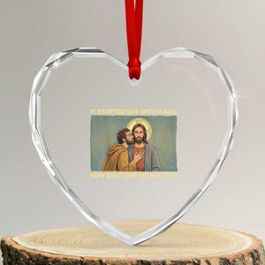 It Started Out With A Kiss Christian Easter Heart Crystal Glass Ornament Judas Betrayal Biblical Scene Faith Reflection Gift TS02 Transparent Glass 3'' Heart Print Your Wear