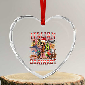 Italian Brainrot Christmas Meme Heart Crystal Glass Ornament Funny Brain Rot Gen Z Meme TS14 Transparent Glass 3'' Heart Print Your Wear