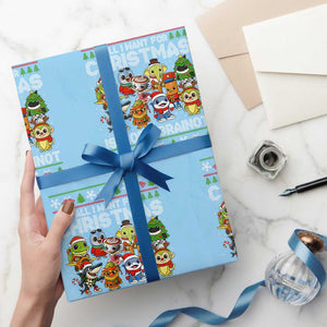 Italian Brainrot Christmas Meme Wrapping Paper Roll All I Want For Xmas Is More Brainot TS14 Light Blue Print Your Wear