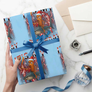 Italian Brainrot Christmas Meme Wrapping Paper Roll It Is My Birthday TS14 Light Blue Print Your Wear