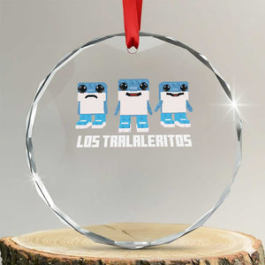 Italian Brainrot Meme Shark Crystal Glass Ornament Tralalero Tralala Los Tralaleritos Funny Animals TS10 Transparent Glass 3'' Circle Print Your Wear