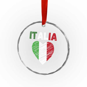 Italian Flag Heart Crystal Glass Ornament Retro Vintage Italia Graphic