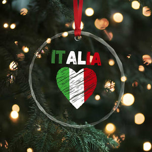 Italian Flag Heart Crystal Glass Ornament Retro Vintage Italia Graphic