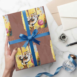 Its A Good Day To Crochet Wrapping Paper Roll Cute Cat Chasing Yarn TS12 Mocha Print Your Wear