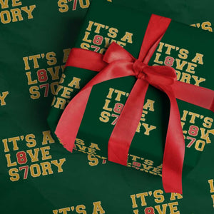 Its a Love Story 87 Wrapping Paper Roll Inspired Football Romance TS02 Green Print Your Wear