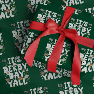 It's Derby Day Y'All Wrapping Paper Roll Retro Groovy KY Horse Racing TS02 Green Print Your Wear