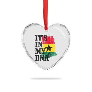 Its In My DNA Ghana Heart Crystal Glass Ornament Proud Ghanaian Heritage Ghanese Roots Vintage Ghana Map Flag