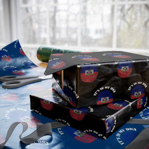 It's In My DNA Haitian Flag Fingerprint Graphic Wrapping Paper Roll Haiti Heritage Pride TS02 Black Print Your Wear