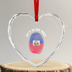 It's In My DNA Haitian Flag Fingerprint Graphic Heart Crystal Glass Ornament Haiti Heritage Pride TS02 Transparent Glass 3'' Heart Print Your Wear