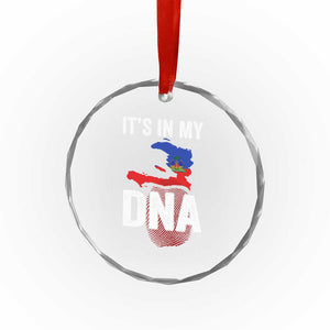 It's In My DNA Haitian Map and Fingerprint Flag Graphic Crystal Glass Ornament Haiti Heritage Pride TS02 Print Your Wear