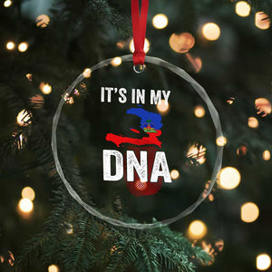 It's In My DNA Haitian Map and Fingerprint Flag Graphic Crystal Glass Ornament Haiti Heritage Pride TS02 Print Your Wear