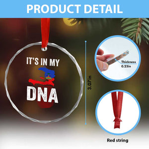 It's In My DNA Haitian Map and Fingerprint Flag Graphic Crystal Glass Ornament Haiti Heritage Pride TS02 Print Your Wear