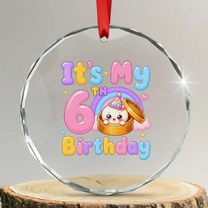 Its My 6th Birthday Kawaii Glitter Dumpling Graphic Crystal Glass Ornament Cute 6 Years Old Rainbow Bday Girl Party