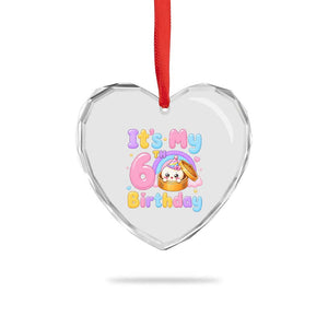 Its My 6th Birthday Kawaii Glitter Dumpling Graphic Heart Crystal Glass Ornament Cute 6 Years Old Rainbow Bday Girl Party