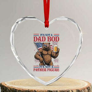 It's Not A Dad BOD It's A Father Figure Heart Crystal Glass Ornament Dad Bear Drinking Beer 4th of July