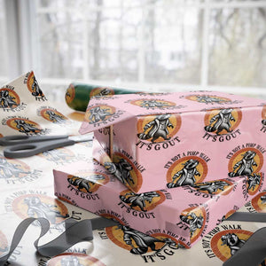 It's Not A Pimp Walk It's Gout Wrapping Paper Roll Funny Gout Dad Sarcastic Raccoon TS14 Light Pink Print Your Wear
