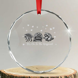 Its Ok To Be Different Jimothy Raccoon Crystal Glass Ornament Cute Trash Panda Viral Animal Lover Gift