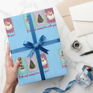 It's The Most Wonderful Time Of The Year Wrapping Paper Roll Coquette Christmas TS11 Light Blue Print Your Wear