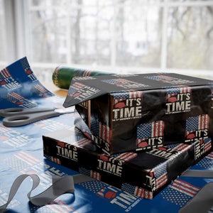 It's Time The 25th Amendment Wrapping Paper Roll Article II Red Hat Distressed American Flag Graphic TS02 Black Print Your Wear