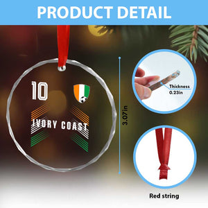 Ivory Coast Soccer Sports Graphic Number 10 Jersey Style Crystal Glass Ornament Proud Ivorian Cote d'Ivoire Football Fans Game Day Pride