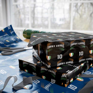 Ivory Coast Soccer Sports Graphic Number 10 Jersey Style Wrapping Paper Roll Proud Ivorian Cote d'Ivoire Football Fans Game Day Pride