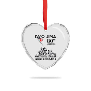 Iwo Jima WWII Veteran Heart Crystal Glass Ornament 80th Anniversary 4th of July US Flag TS02 Print Your Wear