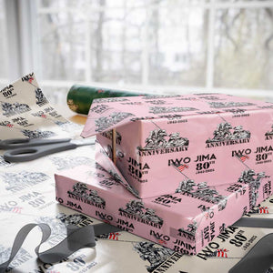 Iwo Jima WWII Veteran Wrapping Paper Roll 80th Anniversary 4th of July US Flag TS02 Light Pink Print Your Wear