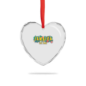 Jamaica Est 1962 Tropical Independence Heart Crystal Glass Ornament Doctor Bird and Hibiscus Botanical Travel Souvenir TS02 Print Your Wear