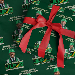 Jamaica Labour Party Wrapping Paper Roll Andrew Holness JLP Supporter Gifts TS10 Green Print Your Wear