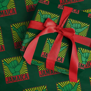 Jamaica Rasta Shaka Sign Wrapping Paper Roll Retro Reggae Vibes TS10 Green Print Your Wear