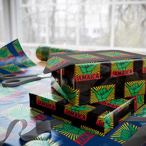 Jamaica Rasta Shaka Sign Wrapping Paper Roll Retro Reggae Vibes TS10 Black Print Your Wear