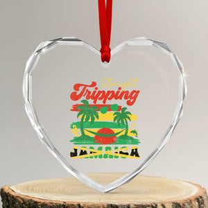 Jamaica Vacation Heart Crystal Glass Ornament Straight Trippin Jamaica Family Girls Trip TS10 Transparent Glass 3'' Heart Print Your Wear