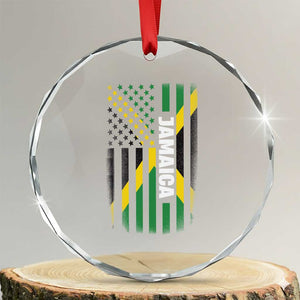 Jamaican American Flag Crystal Glass Ornament Distressed Jamaica America Usa Flag TS10 Transparent Glass 3'' Circle Print Your Wear