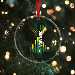 Jamaican American Flag Crystal Glass Ornament Distressed Jamaica America Usa Flag TS10 Print Your Wear