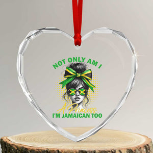 Jamaican Girl Heart Crystal Glass Ornament Messy Bun Not Only Am I A Princess Im Jamaican Too TS10 Transparent Glass 3'' Heart Print Your Wear