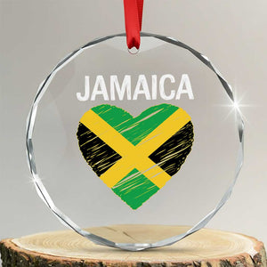 Jamaican Heart Flag Crystal Glass Ornament Patriotic Jamaica Girls Proud Jamaican Roots TS10 Transparent Glass 3'' Circle Print Your Wear