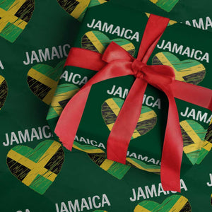 Jamaican Heart Flag Wrapping Paper Roll Patriotic Jamaica Girls Proud Jamaican Roots TS10 Green Print Your Wear