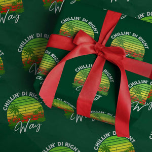 Jamaican Reggae Vibes Wrapping Paper Roll Retro Rasta Sunset Chill Chillin Di Right Way TS10 Green Print Your Wear