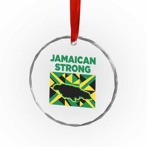 Jamaican Strong Resilience Geometric Flag Crystal Glass Ornament Abstract Island Map and Heritage TS02 Print Your Wear