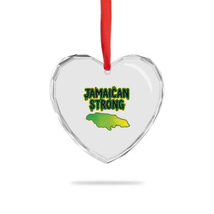 Jamaican Strong Resilience Graphic Heart Crystal Glass Ornament Caribbean Island Map Silhouette TS02 Print Your Wear