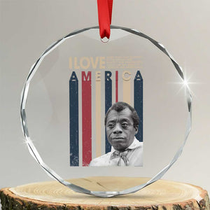 James Baldwin American Patriotic Crystal Glass Ornament I Love America More Than Any Country Retro TS02 Transparent Glass 3'' Circle Print Your Wear